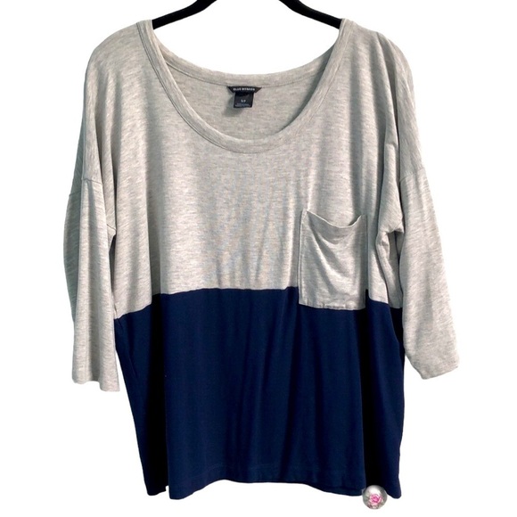 Club Monaco Colorblock Gray and Navy Blue Long Sleeve Top Size Small Oversized - Picture 5 of 13